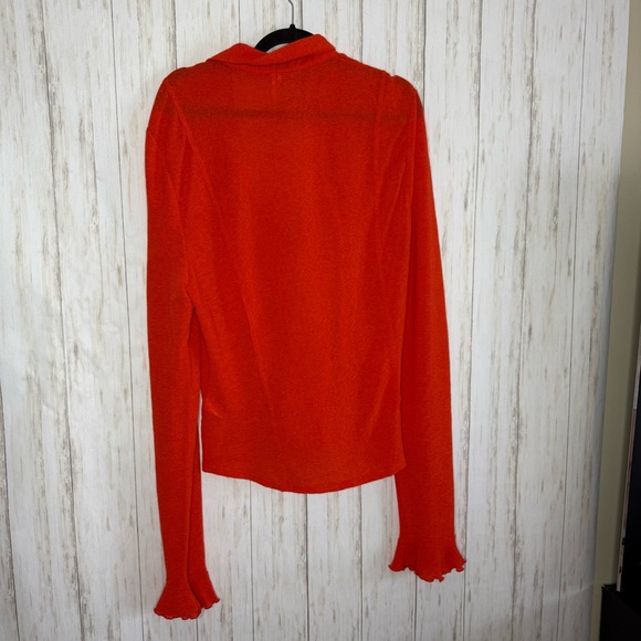 Anthropologie XL Orange Ruffled Blouse - Picture 6 of 6